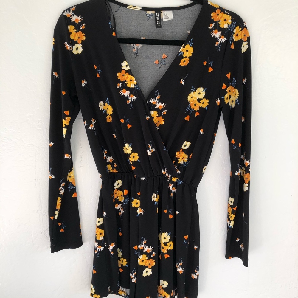 Long sleeve floral romper